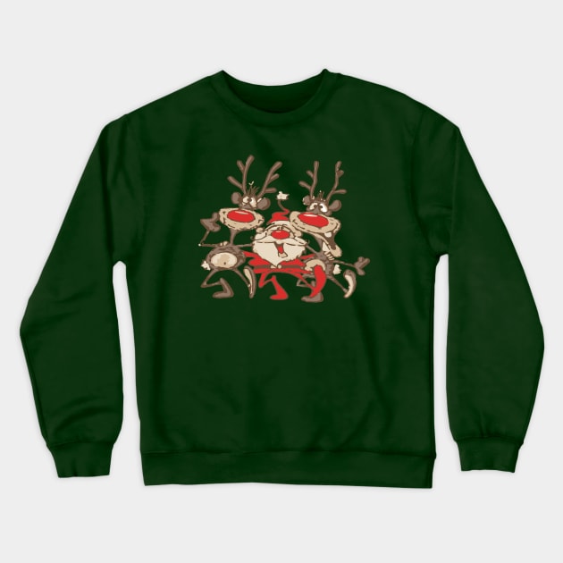 Santa Reindeer Party Crewneck Sweatshirt by madmonkey